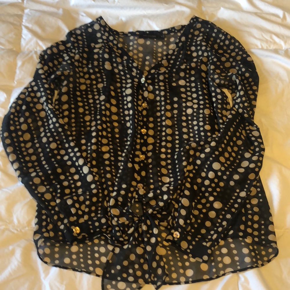 The Limited black sheer button down blouse